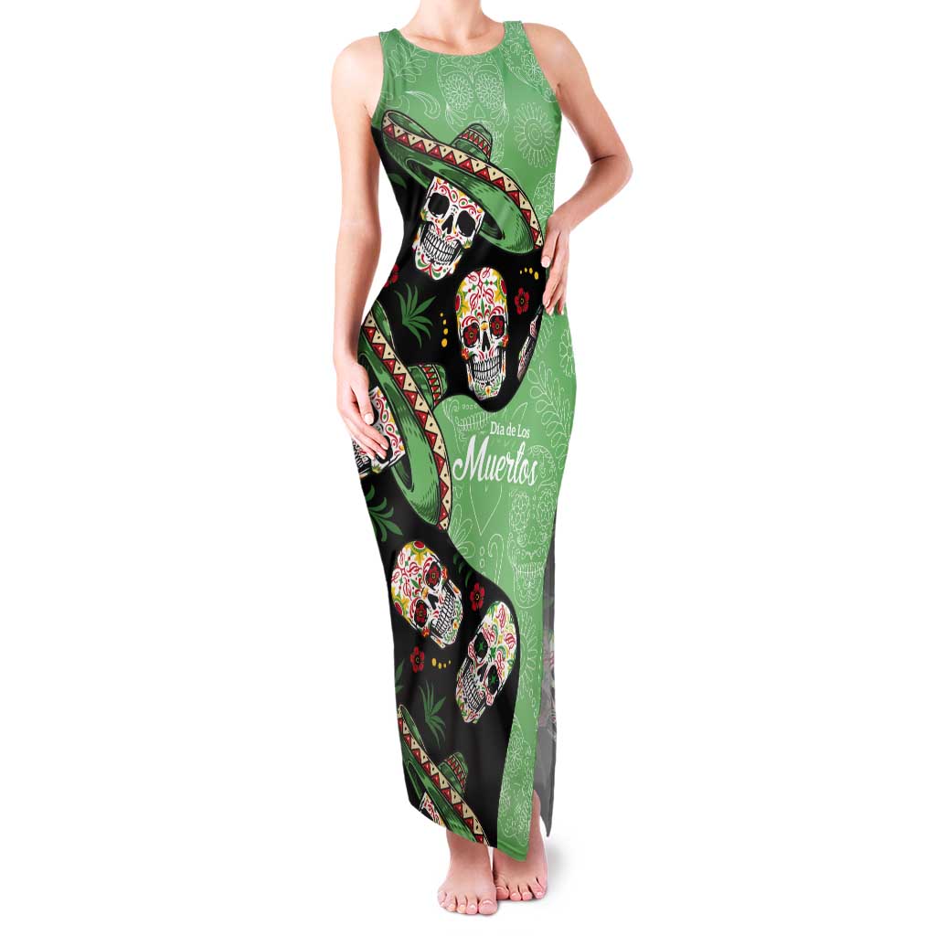 Mexican Sugar Skull Personalized Tank Maxi Dress Dia de Los Muertos Vibe - Wonder Print Shop