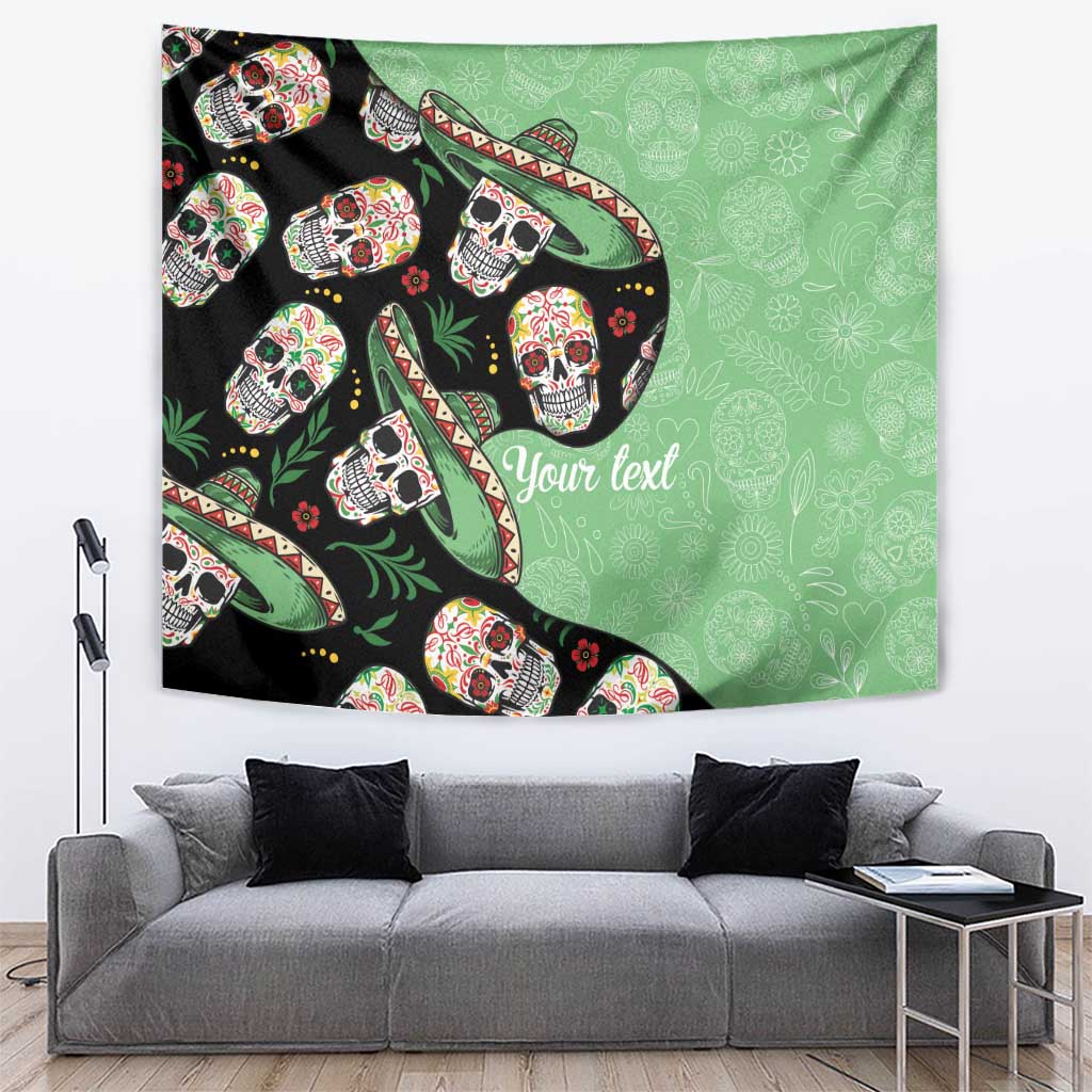 Mexican Sugar Skull Personalized Tapestry Dia de Los Muertos Vibe - Wonder Print Shop