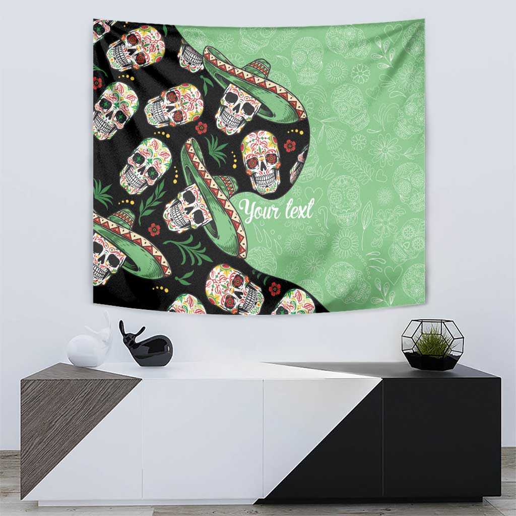 Mexican Sugar Skull Personalized Tapestry Dia de Los Muertos Vibe - Wonder Print Shop
