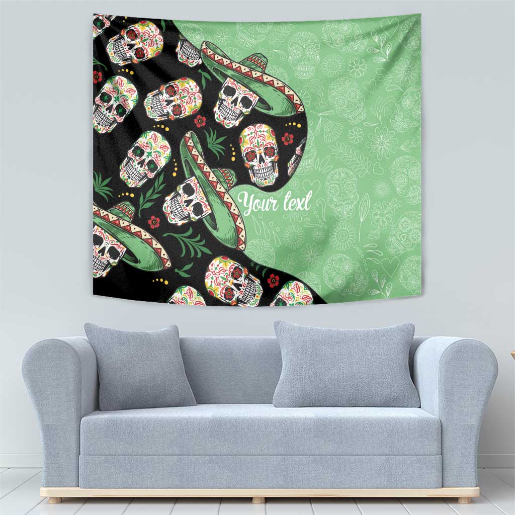 Mexican Sugar Skull Personalized Tapestry Dia de Los Muertos Vibe - Wonder Print Shop