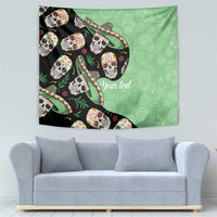 Mexican Sugar Skull Personalized Tapestry Dia de Los Muertos Vibe - Wonder Print Shop