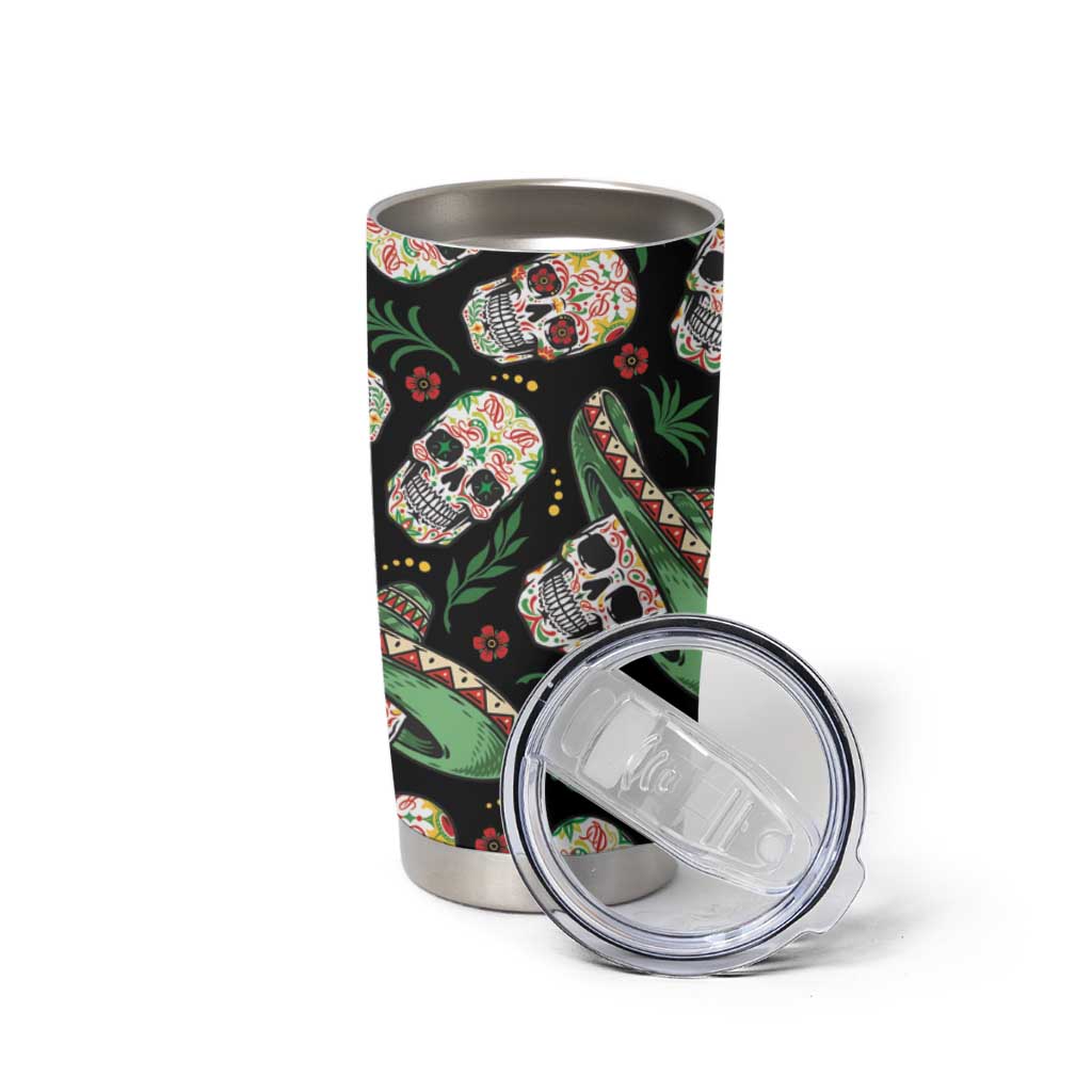Mexican Sugar Skull Personalized Tumbler Cup Dia de Los Muertos Vibe - Wonder Print Shop