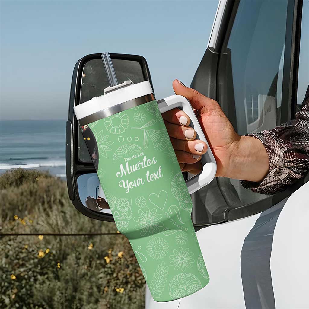 Mexican Sugar Skull Personalized Tumbler With Handle Dia de Los Muertos Vibe - Wonder Print Shop