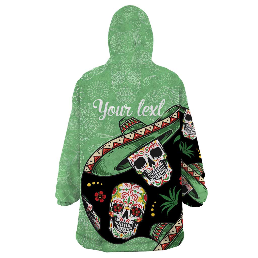 Mexican Sugar Skull Personalized Wearable Blanket Hoodie Dia de Los Muertos Vibe - Wonder Print Shop