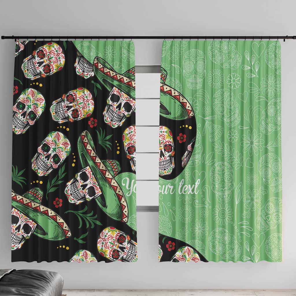 Mexican Sugar Skull Personalized Window Curtain Dia de Los Muertos Vibe - Wonder Print Shop