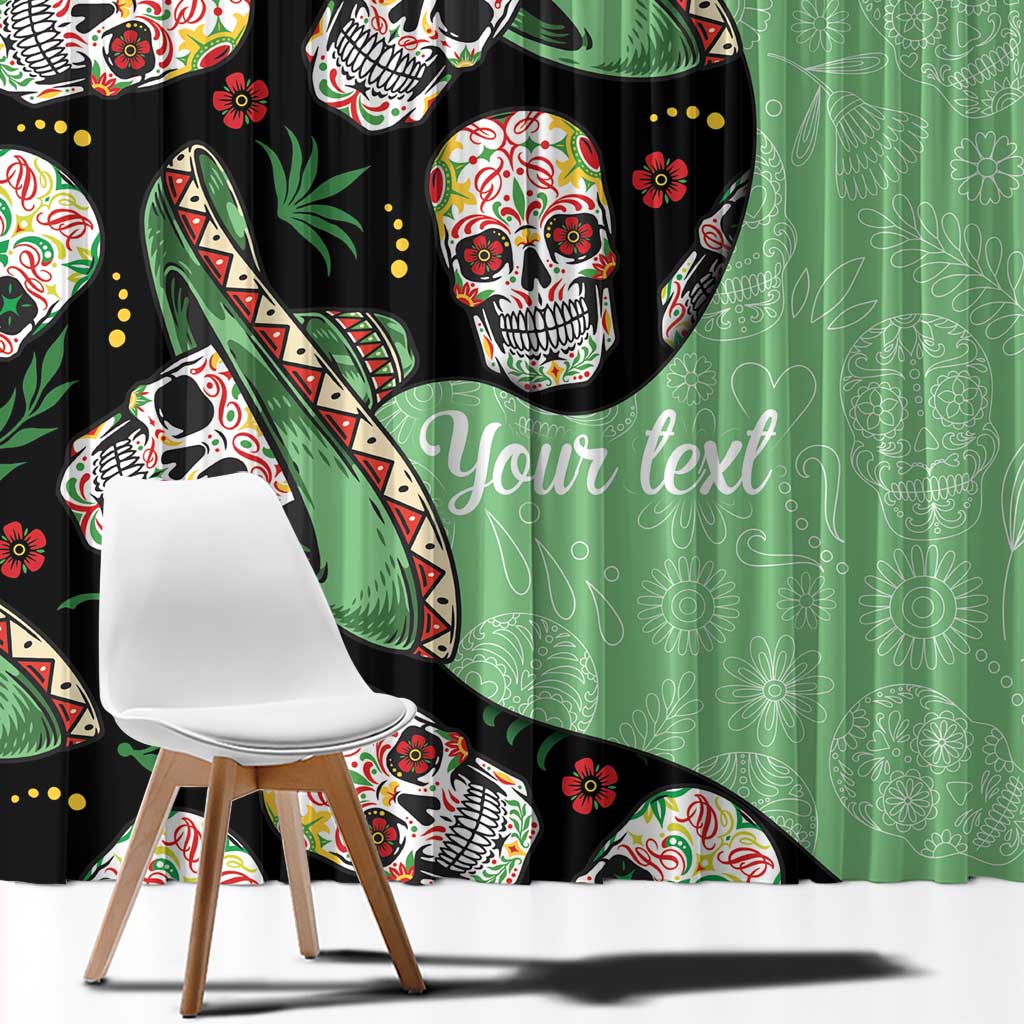 Mexican Sugar Skull Personalized Window Curtain Dia de Los Muertos Vibe - Wonder Print Shop