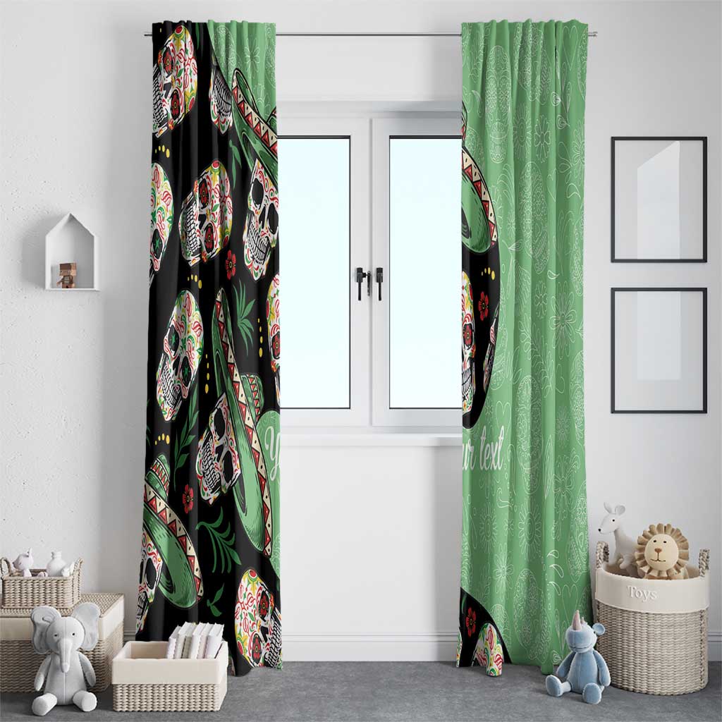 Mexican Sugar Skull Personalized Window Curtain Dia de Los Muertos Vibe - Wonder Print Shop