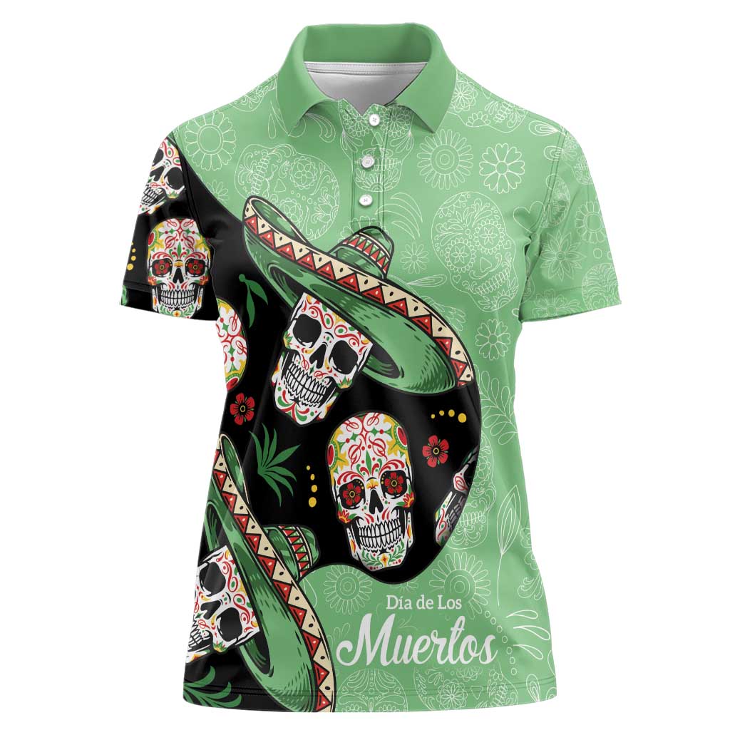 Mexican Sugar Skull Personalized Women Polo Shirt Dia de Los Muertos Vibe - Wonder Print Shop