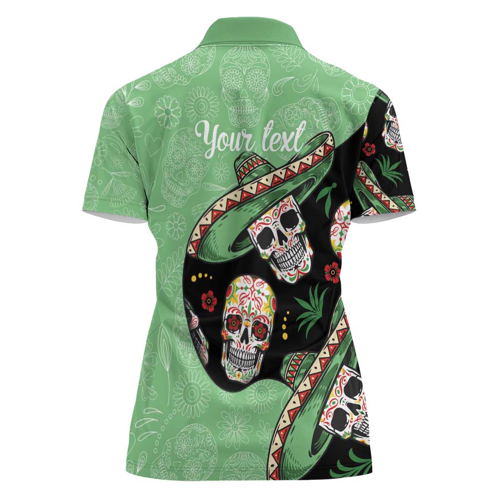 Mexican Sugar Skull Personalized Women Polo Shirt Dia de Los Muertos Vibe - Wonder Print Shop