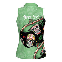 Mexican Sugar Skull Personalized Women Sleeveless Polo Shirt Dia de Los Muertos Vibe - Wonder Print Shop
