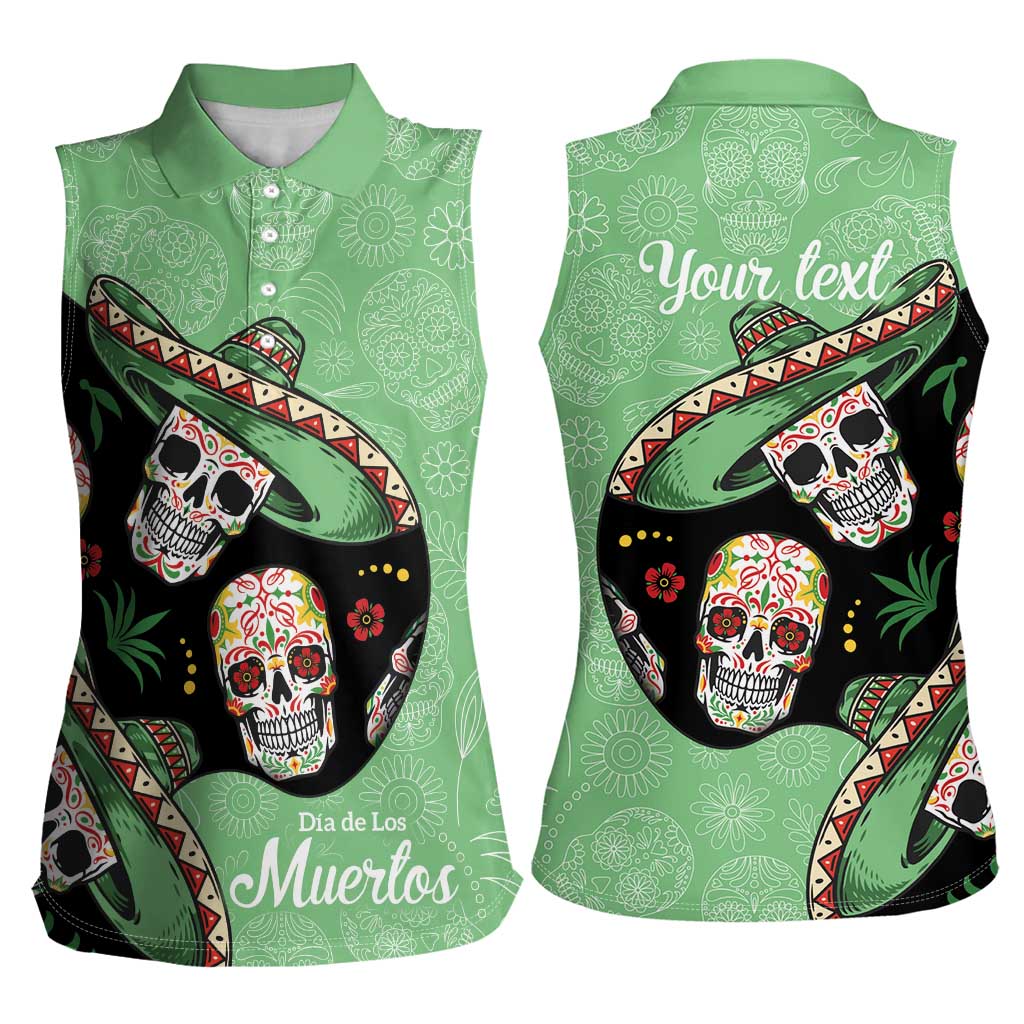 Mexican Sugar Skull Personalized Women Sleeveless Polo Shirt Dia de Los Muertos Vibe - Wonder Print Shop