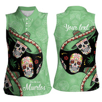 Mexican Sugar Skull Personalized Women Sleeveless Polo Shirt Dia de Los Muertos Vibe - Wonder Print Shop