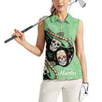 Mexican Sugar Skull Personalized Women Sleeveless Polo Shirt Dia de Los Muertos Vibe - Wonder Print Shop