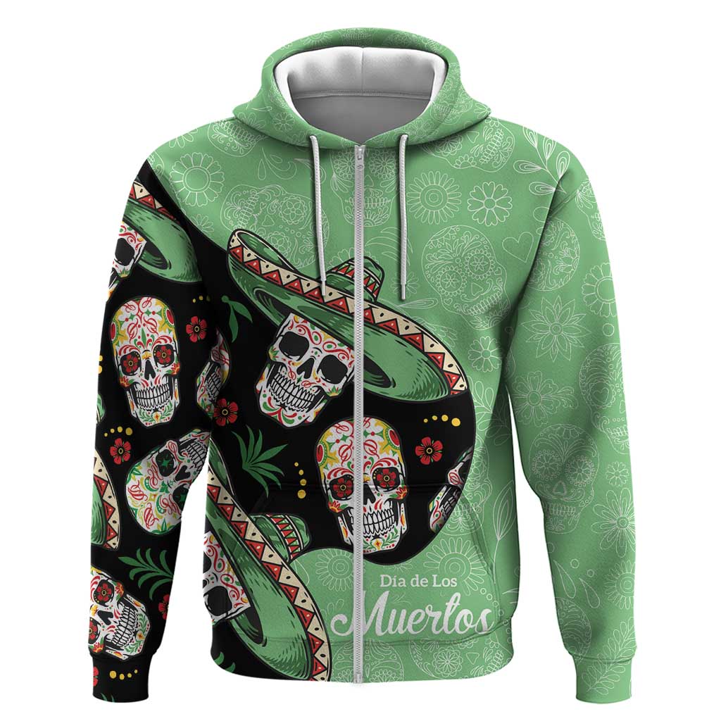 Mexican Sugar Skull Personalized Zip Hoodie Dia de Los Muertos Vibe - Wonder Print Shop