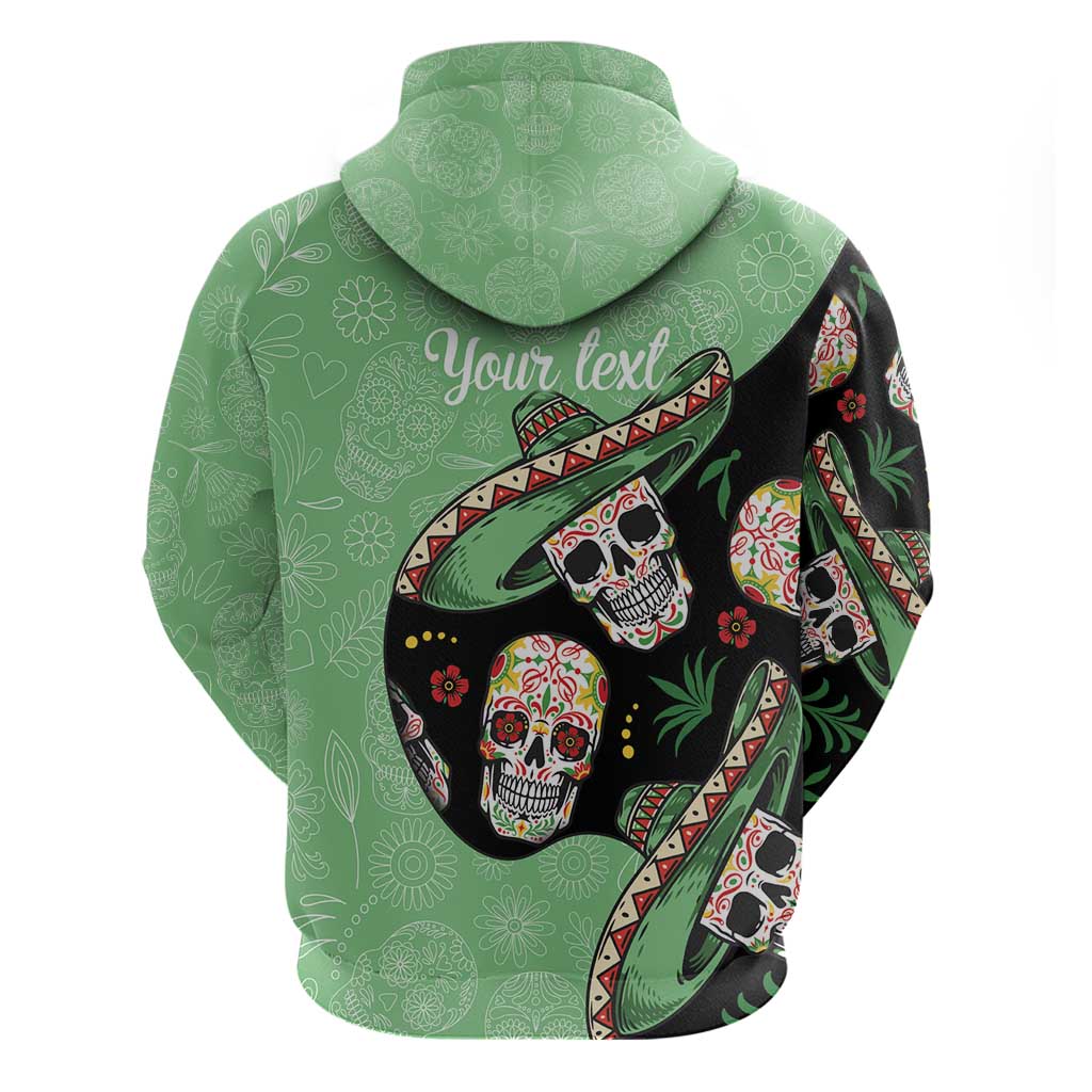 Mexican Sugar Skull Personalized Zip Hoodie Dia de Los Muertos Vibe - Wonder Print Shop