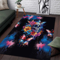 Mexican La Calaca and Butterfly Area Rug Skull Day Of The Dead LT9 - Wonder Print Shop
