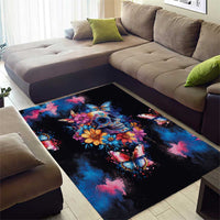 Mexican La Calaca and Butterfly Area Rug Skull Day Of The Dead LT9 - Wonder Print Shop