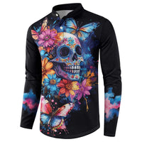 Mexican La Calaca and Butterfly Button Sweatshirt Skull Day Of The Dead LT9 - Wonder Print Shop