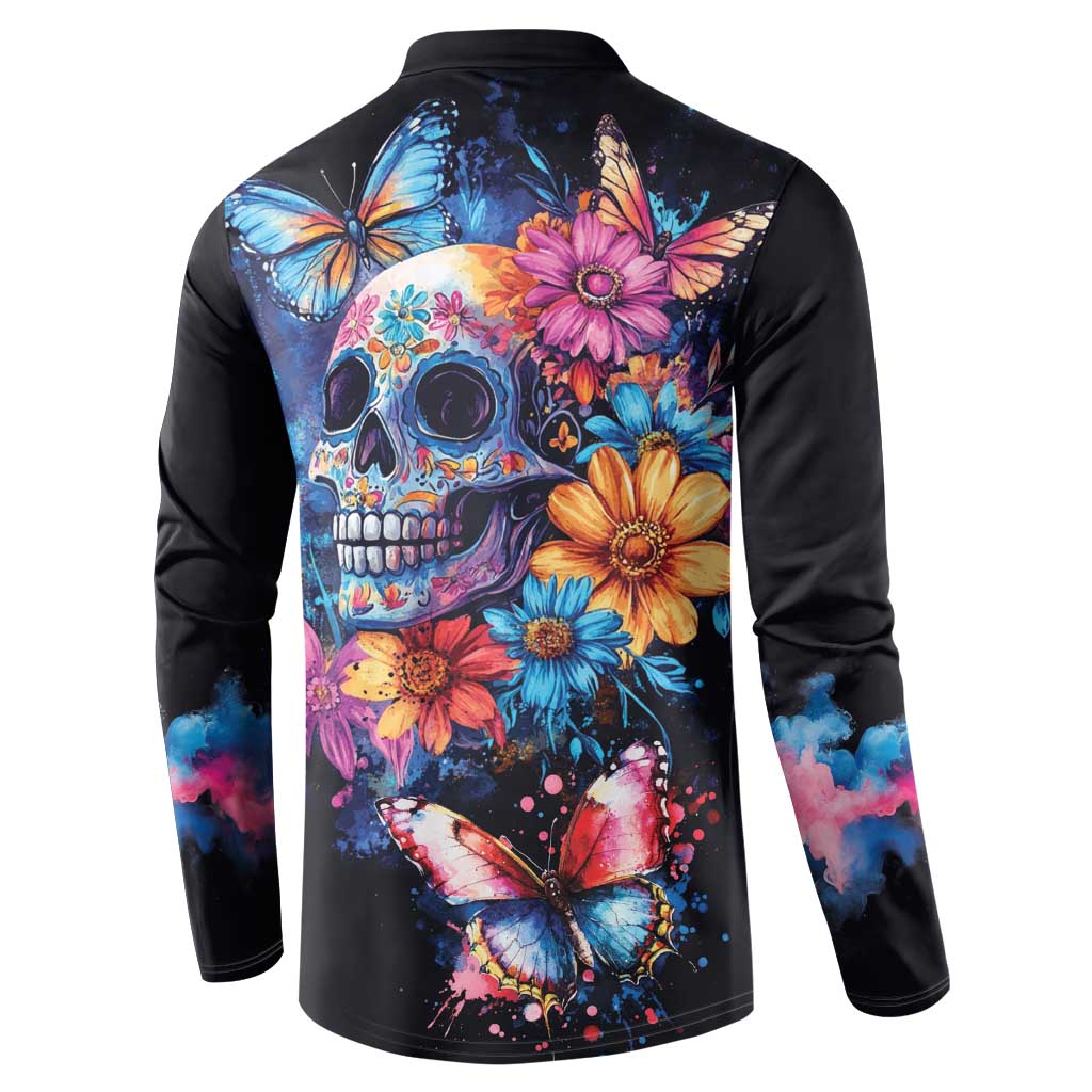Mexican La Calaca and Butterfly Button Sweatshirt Skull Day Of The Dead LT9 - Wonder Print Shop