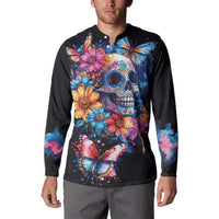 Mexican La Calaca and Butterfly Button Sweatshirt Skull Day Of The Dead LT9 - Wonder Print Shop