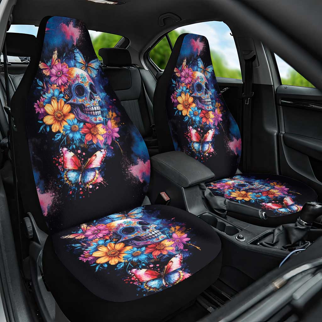 Mexican La Calaca and Butterfly Car Seat Cover Skull Day Of The Dead LT9 - Wonder Print Shop
