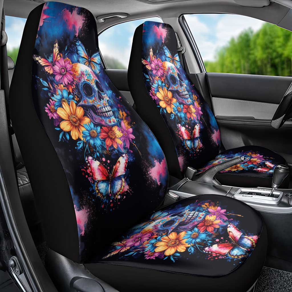Mexican La Calaca and Butterfly Car Seat Cover Skull Day Of The Dead LT9 - Wonder Print Shop