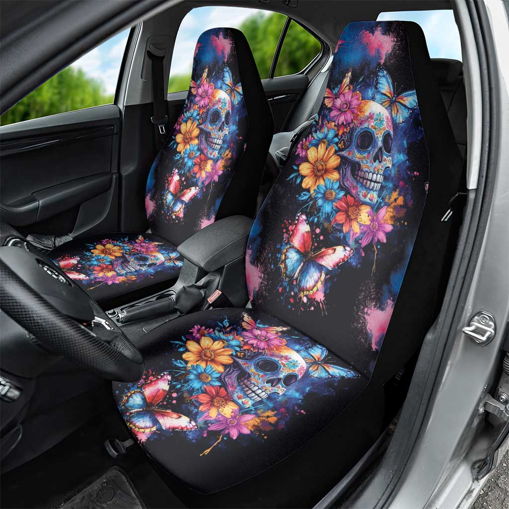 Mexican La Calaca and Butterfly Car Seat Cover Skull Day Of The Dead LT9 - Wonder Print Shop