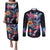 Mexican La Calaca and Butterfly Couples Matching Puletasi and Long Sleeve Button Shirt Skull Day Of The Dead LT9 - Wonder Print Shop