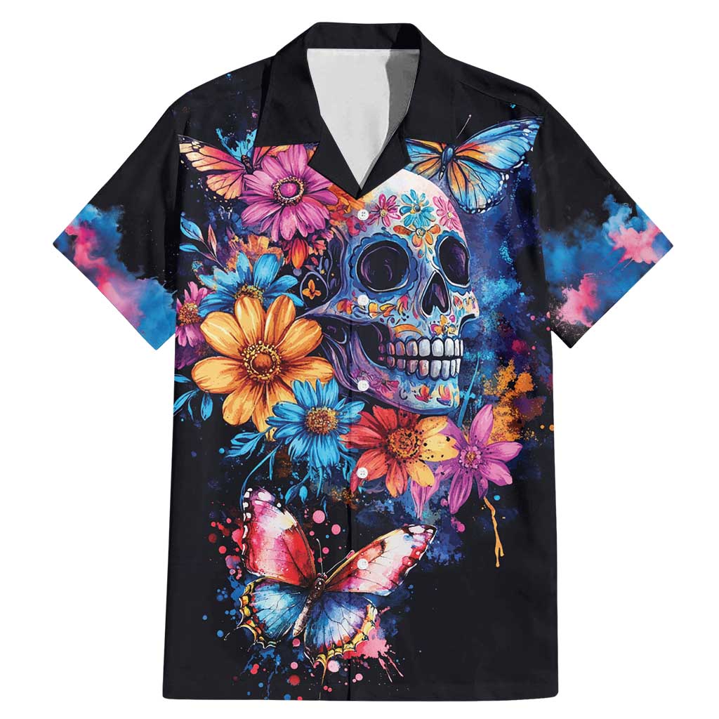 Mexican La Calaca and Butterfly Family Matching Mermaid Dress and Hawaiian Shirt Skull Day Of The Dead LT9 - Wonder Print Shop