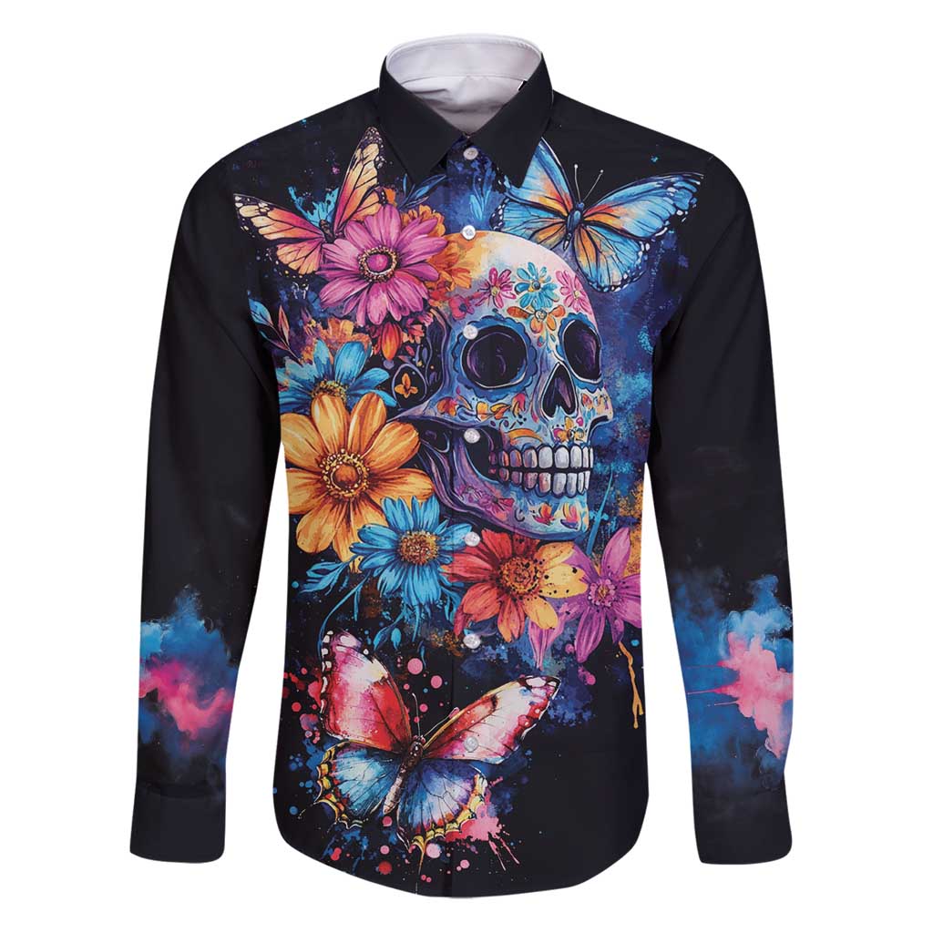 Mexican La Calaca and Butterfly Family Matching Puletasi and Hawaiian Shirt Skull Day Of The Dead - Wonder Print Shop