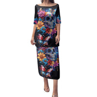 Mexican La Calaca and Butterfly Family Matching Puletasi and Hawaiian Shirt Skull Day Of The Dead - Wonder Print Shop