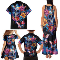 Mexican La Calaca and Butterfly Family Matching Tank Maxi Dress and Hawaiian Shirt Skull Day Of The Dead - Wonder Print Shop
