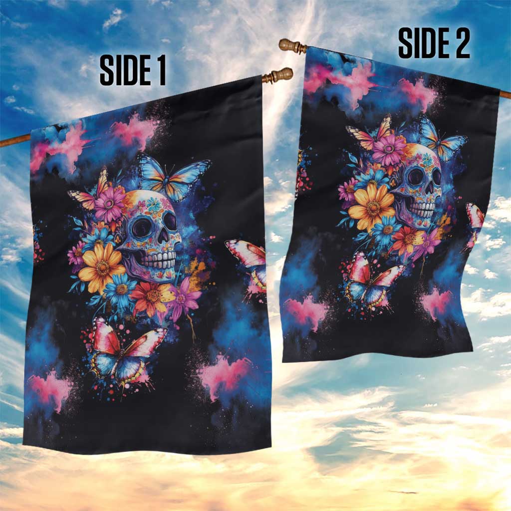 Mexican La Calaca and Butterfly Garden Flag Skull Day Of The Dead - Wonder Print Shop