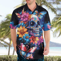 Mexican La Calaca and Butterfly Hawaiian Shirt Skull Day Of The Dead - Wonder Print Shop