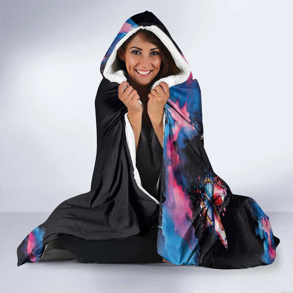 Mexican La Calaca and Butterfly Hooded Blanket Skull Day Of The Dead
