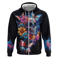 Mexican La Calaca and Butterfly Hoodie Skull Day Of The Dead - Wonder Print Shop