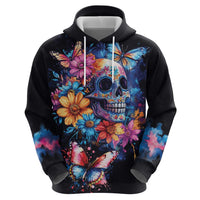 Mexican La Calaca and Butterfly Hoodie Skull Day Of The Dead - Wonder Print Shop