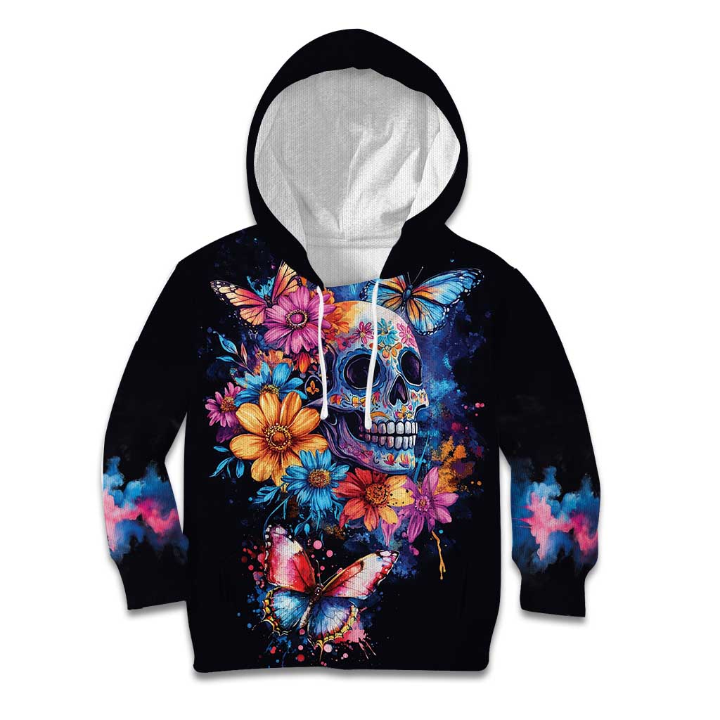 Mexican La Calaca and Butterfly Kid Hoodie Skull Day Of The Dead - Wonder Print Shop