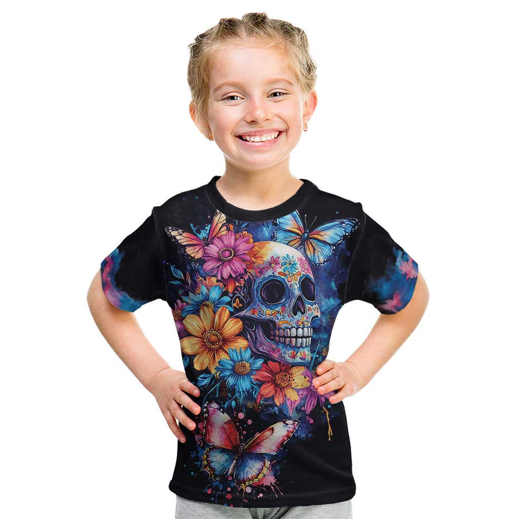 Mexican La Calaca and Butterfly Kid T Shirt Skull Day Of The Dead - Wonder Print Shop