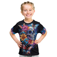 Mexican La Calaca and Butterfly Kid T Shirt Skull Day Of The Dead - Wonder Print Shop