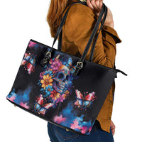 Mexican La Calaca and Butterfly Leather Tote Bag Skull Day Of The Dead - Wonder Print Shop