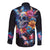 Mexican La Calaca and Butterfly Long Sleeve Button Shirt Skull Day Of The Dead - Wonder Print Shop