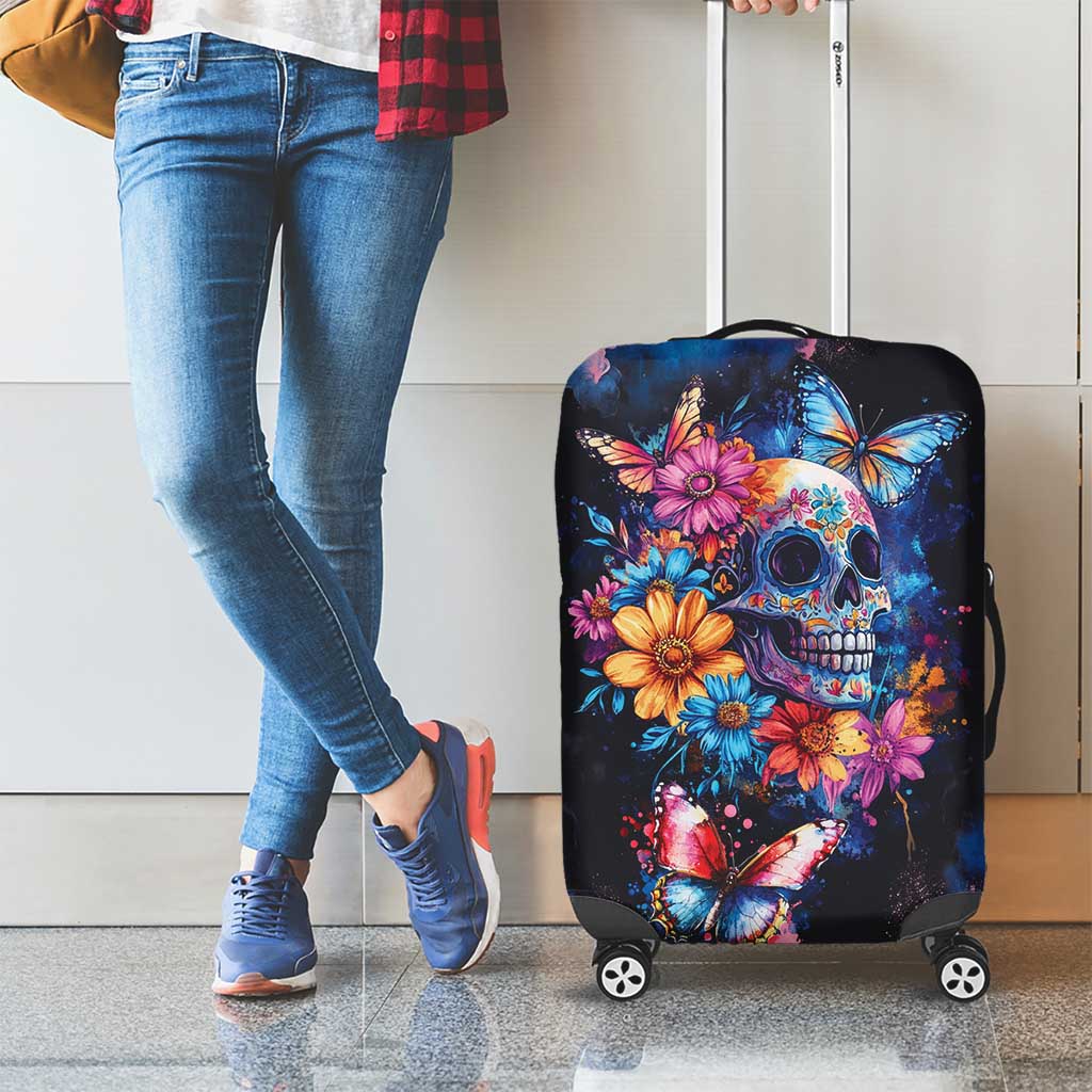 Mexican La Calaca and Butterfly Luggage Cover Skull Day Of The Dead - Wonder Print Shop