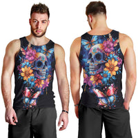Mexican La Calaca and Butterfly Men Tank Top Skull Day Of The Dead - Wonder Print Shop