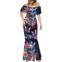 Mexican La Calaca and Butterfly Mermaid Dress Skull Day Of The Dead - Wonder Print Shop