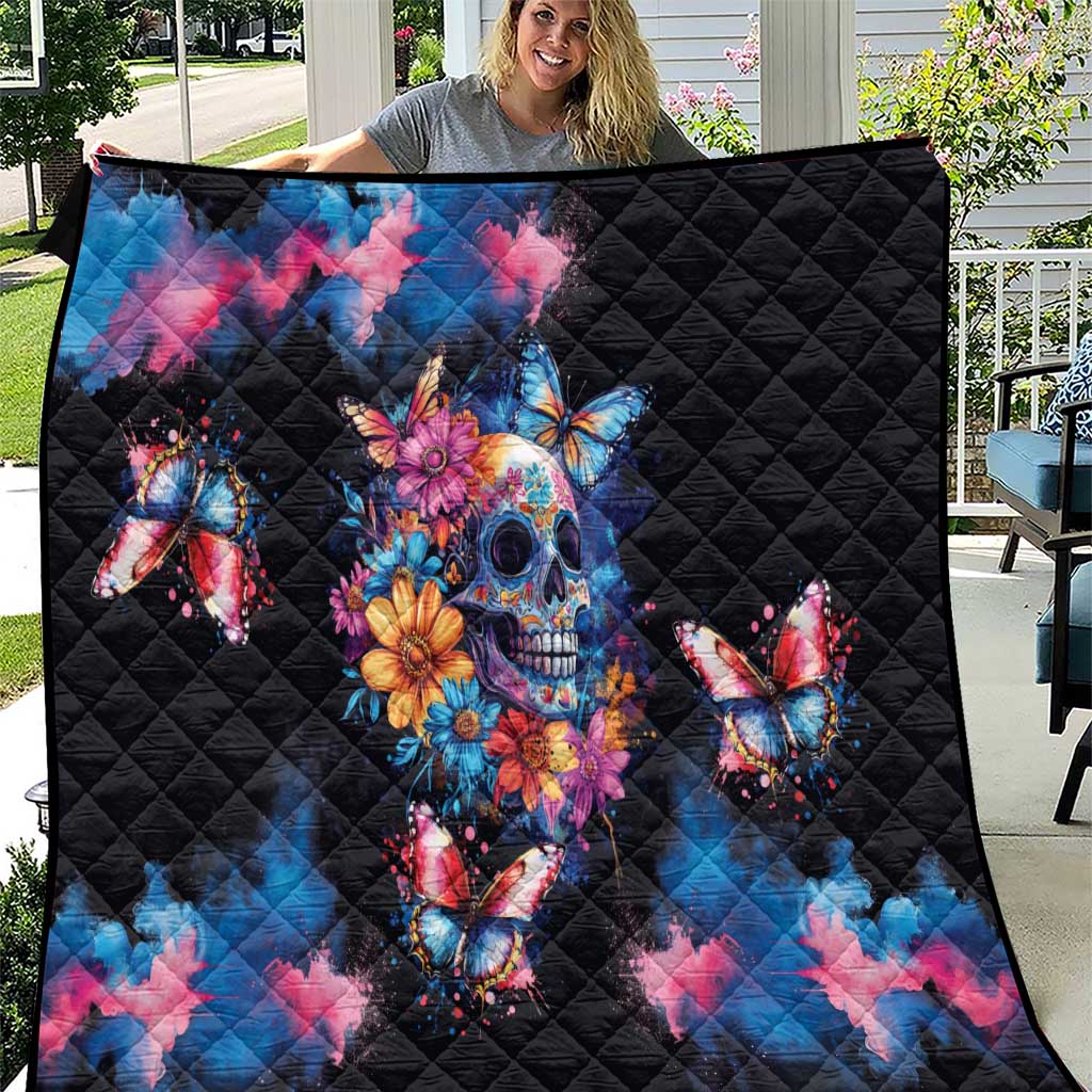 Mexican La Calaca and Butterfly Quilt Skull Day Of The Dead - Wonder Print Shop