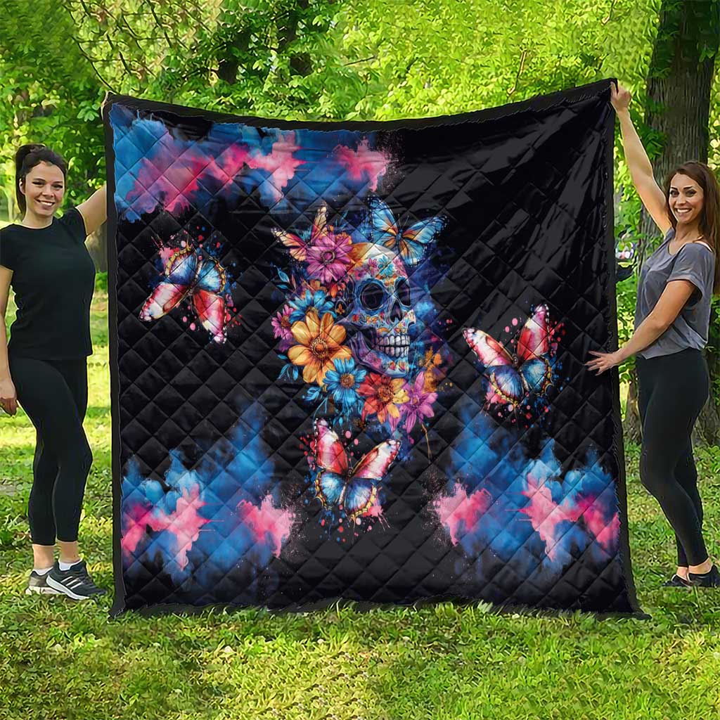 Mexican La Calaca and Butterfly Quilt Skull Day Of The Dead - Wonder Print Shop