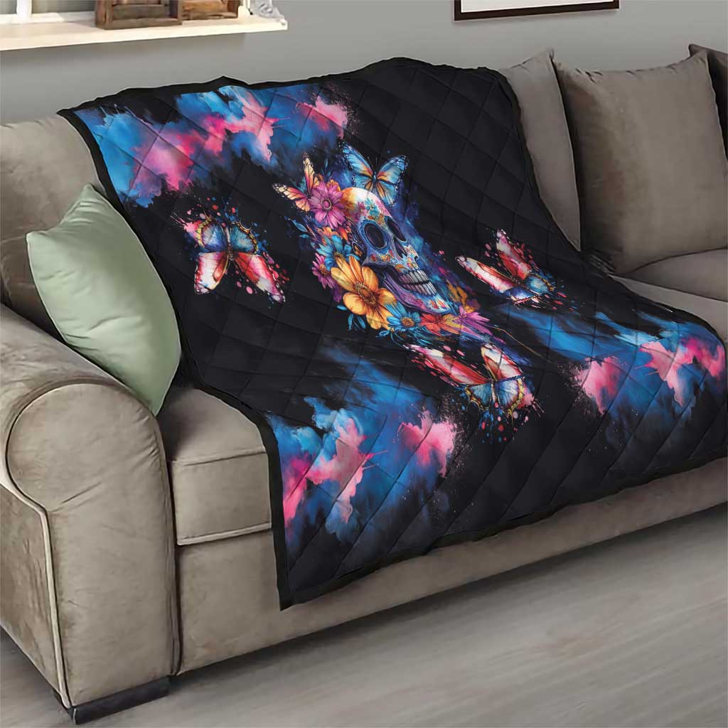 Mexican La Calaca and Butterfly Quilt Skull Day Of The Dead - Wonder Print Shop