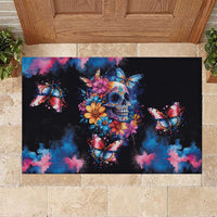 Mexican La Calaca and Butterfly Rubber Doormat Skull Day Of The Dead - Wonder Print Shop