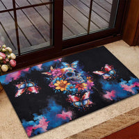 Mexican La Calaca and Butterfly Rubber Doormat Skull Day Of The Dead - Wonder Print Shop